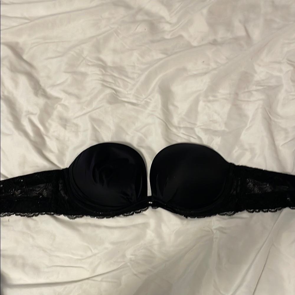 Victoria's Secret Black Strapless Lace Bra